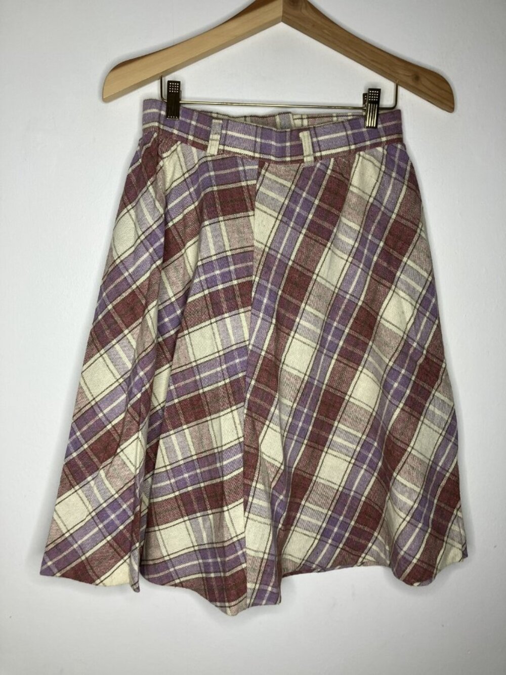 Vintage Paquette Byer California Plaid Skirt Women's 28 Waist Wool A-Line Small - Picture 6 of 9